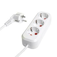 Удлинитель трехместный с/з  STEKKER HM06-31-03 3x1мм2, 3м, серия Home (У10-002), белый 49348