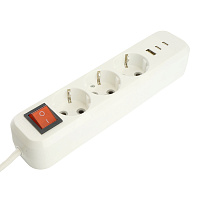 Удлинитель 3-местный с/з с выключ. STEKKER HM071-31-03 3x1мм2, 3м, 250В, 16А, 1USB+2C, 2.4A, сер Home, белый 50137 Удлинитель 3-местный с/з с выключ. STEKKER HM071-31-03 3x1мм2, 3м, 250В, 16А, 1USB+2C, 2.4A, сер Home, белый 50137