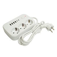 Удлинитель 3-местный c/з 3x1 мм2, 1,8 м, 250В, 10А, 4USB+2Type-C 2,4А, серия Home plus, белый STEKKER HM09-36-02 49972 Удлинитель 3-местный c/з 3x1 мм2, 1,8 м, 250В, 10А, 4USB+2Type-C 2,4А, серия Home plus, белый STEKKER HM09-36-02 49972