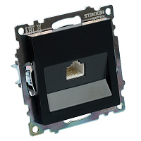 Розетка компьютерная 1-местная RJ-45 (механизм), STEKKER GLS00-7107-05, серия Катрин, черный 39613 Розетка компьютерная 1-местная RJ-45 (механизм), STEKKER GLS00-7107-05, серия Катрин, черный 39613