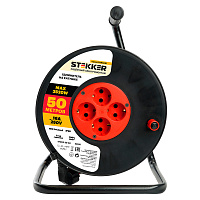 Удлинитель на катушке Stekker STD03-20-50 Standart 4-местный с/з ПВС 3*1,5, оранжевый, 16А, IP20,50м (40174) 50185