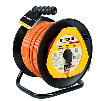 Удлинитель на пластиковой катушке Stekker STD02-11-50 (UG), 50м, 1 гнездо, с/з 3*1, оранжевый, серия Standart  39636