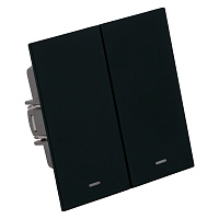 Выключатель 2-клавишный c индикатором (механизм), STEKKER, 250В, 10А, серия Мия, RSW10-3102-05, черный бархат 50446