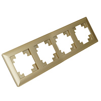Рамка STEKKER, PFR00-7004-08 4-местная, пластик, серия Катрин, золото 49609 Рамка STEKKER, PFR00-7004-08 4-местная, пластик, серия Катрин, золото 49609