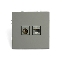 Розетка TV + компьютерная RJ-45 (механизм), STEKKER, серия Эмили, RST00-5106-10, платиново-серый, soft touch 49950 Розетка TV + компьютерная RJ-45 (механизм), STEKKER, серия Эмили, RST00-5106-10, платиново-серый, soft touch 49950