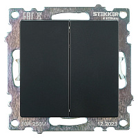 Переключатель 2-клавишный (механизм), STEKKER GLS10-7107-05, 250V, 10А, серия Катрин, черный 49167 Переключатель 2-клавишный (механизм), STEKKER GLS10-7107-05, 250V, 10А, серия Катрин, черный 49167