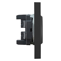 Розетка 2-местная с з/ш, б/з, СЗК, STEKKER, 250В, 16А, серия Эмили, RST16-5116-05ZK, черный уголь, soft touch 50253