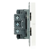 Выключатель 2-клавишный самовозвратный (механизм), STEKKER. 250В, 10А, серия Эмили, RSW10-5113-01, белый фарфор, soft touch 50325