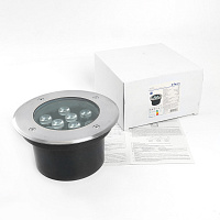 Светодиодный светильник тротуарный (грунтовый) Feron SP2803,10W, AC/DC12V, низковольтный, 4000К, металлик, D160*H90mm, вн.диаметр: 110mm, IP67 48347 Светодиодный светильник тротуарный (грунтовый) Feron SP2803,10W, AC/DC12V, низковольтный, 4000К, металлик, D160*H90mm, вн.диаметр: 110mm, IP67 48347