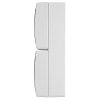 Розетка 2-местная с крышкой с/з STEKKER PST16-22-54V, пластик АВS, 250В, 16А, IP54,  белый/серый 49737