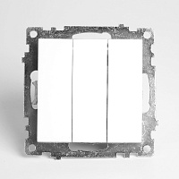 Выключатель 3-клавишный (механизм), STEKKER GLS10-7108-01, 250V, 10А, серия Катрин, белый  49171 Выключатель 3-клавишный (механизм), STEKKER GLS10-7108-01, 250V, 10А, серия Катрин, белый  49171