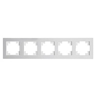 Рамка 5-местная, стекло, STEKKER, GFR00-7005-01М, серия Катрин, белый матовый 49598