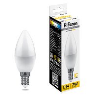 Лампа светодиодная Feron LB-97 Свеча E14 7W 175-265V 2700K 25475 Лампа светодиодная Feron LB-97 Свеча E14 7W 175-265V 2700K 25475