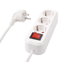 Удлинитель трехместный с/з с выключателем STEKKER HM03-31-02 3x0,75, 2м, серия Home (У10А-002), белый 39197