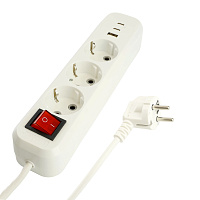 Удлинитель 3-местный с/з с выключ. STEKKER HM071-31-03 3x1мм2, 3м, 250В, 16А, 1USB+2C, 2.4A, сер Home, белый 50137 Удлинитель 3-местный с/з с выключ. STEKKER HM071-31-03 3x1мм2, 3м, 250В, 16А, 1USB+2C, 2.4A, сер Home, белый 50137