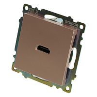 Розетка HDMI 2.1, Type A  (механизм), STEKKER GLS00-7118-02, серия Катрин, шампань 50063 Розетка HDMI 2.1, Type A  (механизм), STEKKER GLS00-7118-02, серия Катрин, шампань 50063