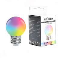 Лампа светодиодная Feron LB-371 Шар матовый E27 3W 230V RGB быстрая смена цвета 38127 Лампа светодиодная Feron LB-371 Шар матовый E27 3W 230V RGB быстрая смена цвета 38127