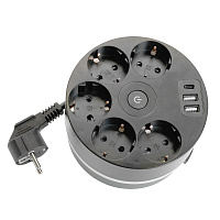 HM10-51-01 Удлинитель 5-местный с/з, 3x1мм2, 2.5м, 250В, 16А, 2USB+С 5V 3,1А, серия Comfort, черный 49656 HM10-51-01 Удлинитель 5-местный с/з, 3x1мм2, 2.5м, 250В, 16А, 2USB+С 5V 3,1А, серия Comfort, черный 49656