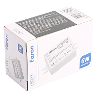 Трансформатор электронный для светодиодной ленты 6W 12V (драйвер), LB003 FERON Артикул 21480 Трансформатор электронный для светодиодной ленты 6W 12V (драйвер), LB003 FERON Артикул 21480