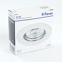 Светильник встраиваемый Feron DL10 потолочный MR16 G5.3 белый 15109 Светильник встраиваемый Feron DL10 потолочный MR16 G5.3 белый 15109