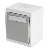 Выключатель 1-клавишный с окном для маркировки самовозвратный STEKKER, PSW10-114-54, открытой установки, 250В, 10А, IP54, серый/графит 49723