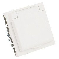 Розетка 1-местная с крышкой с защ. штор, STEKKER, с/з, IP42, 250В, 16А, серия Эмили, RST16-5112-01, белый фарфор, soft touch  49881