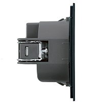 Розетка 1-местная с защитной шторкой с/з (механизм), STEKKER, 250В, 16А, серия Мия, RST16-3110-05, черный бархат 50454