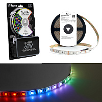 Светодиодная LED лента Feron LS606, 60SMD(5050)/m 14.4W/m 12V 3m RGB с адаптером с вилкой, контроллером с пультом в комплекте Артикул 27722 Светодиодная LED лента Feron LS606, 60SMD(5050)/m 14.4W/m 12V 3m RGB с адаптером с вилкой, контроллером с пультом в комплекте Артикул 27722