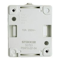 Выключатель 2-клавишный, STEKKER, PSW10-121-54, открытой установки, 250В, 10А, IP54, серый/графит 32753