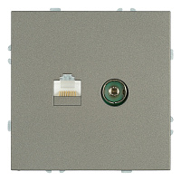 Розетка TV + компьютерная RJ-45 (механизм), STEKKER, серия Эмили, RST00-5106-09, антрацит, soft touch 49924 Розетка TV + компьютерная RJ-45 (механизм), STEKKER, серия Эмили, RST00-5106-09, антрацит, soft touch 49924