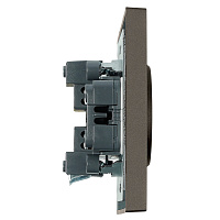 Розетка 2-местная с защитной шторкой, STEKKER,  б/з, 250В, 16А, серия Эмили, RST10-5116-09, антрацит, soft touch 49929