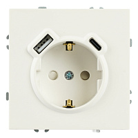 Розетка 1-местная з/ш с/з 16А + USB + Type C (механизм), Stekker, 250В, 20W, серия Эмили, белый фарфор, soft-touch, RST16-5119-01   50217 Розетка 1-местная з/ш с/з 16А + USB + Type C (механизм), Stekker, 250В, 20W, серия Эмили, белый фарфор, soft-touch, RST16-5119-01   50217