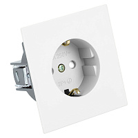 Розетка 1-местная с защитной шторкой с/з (механизм), STEKKER, 250В, 16А, серия Мия, RST16-3110-01, белая магнолия 50440