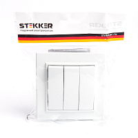Выключатель 3-клавишный STEKKER  PSW10-9007-01, 250В, 10А, серия Эрна, белый 39922 Выключатель 3-клавишный STEKKER  PSW10-9007-01, 250В, 10А, серия Эрна, белый 39922
