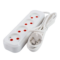 Удлинитель 4-местный б/з Stekker, HM01-40-05, 5м, 2x0,75, серия Home (У10-429), белый 39218