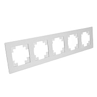 Рамка 5-местная, стекло, STEKKER, GFR00-7005-01М, серия Катрин, белый матовый 49598