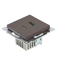 Розетка 2-местная USB + type C, STEKKER GLS10-7116-04, 250В, 3А, max 20W,серия Катрин, шоколад 50057 Розетка 2-местная USB + type C, STEKKER GLS10-7116-04, 250В, 3А, max 20W,серия Катрин, шоколад 50057