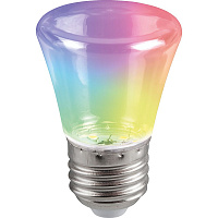 Лампа светодиодная Feron LB-372 Колокольчик прозрачный E27 1W RGB быстрая смена цвета 38131 Лампа светодиодная Feron LB-372 Колокольчик прозрачный E27 1W RGB быстрая смена цвета 38131