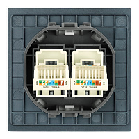 Розетка компьютерная 2-местная RJ-45 (механизм), STEKKER,  серия Мия, RST00-3111-05, черный бархат 50451