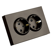 Розетка 2-местная с защитной шторкой, STEKKER, с/з, 250В, 16А, серия Эмили, RST16-5114-09, антрацит, soft touch 49934