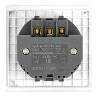 Розетка 1-местная з/ш с/з 16А + USB + Type C (механизм), STEKKER, 250В, 20W, серия Мия, RST16-3119-01, белая магнолия 50438