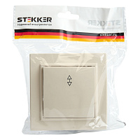 Переключатель 1-клавишный STEKKER  PSW10-9005-02, 250В, 10А, серия Эрна, слоновая кость 39618 Переключатель 1-клавишный STEKKER  PSW10-9005-02, 250В, 10А, серия Эрна, слоновая кость 39618