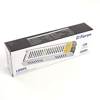 Трансформатор электронный для светодиодной ленты 200W 12V (драйвер), LB009 FERON Артикул 21498 Трансформатор электронный для светодиодной ленты 200W 12V (драйвер), LB009 FERON Артикул 21498